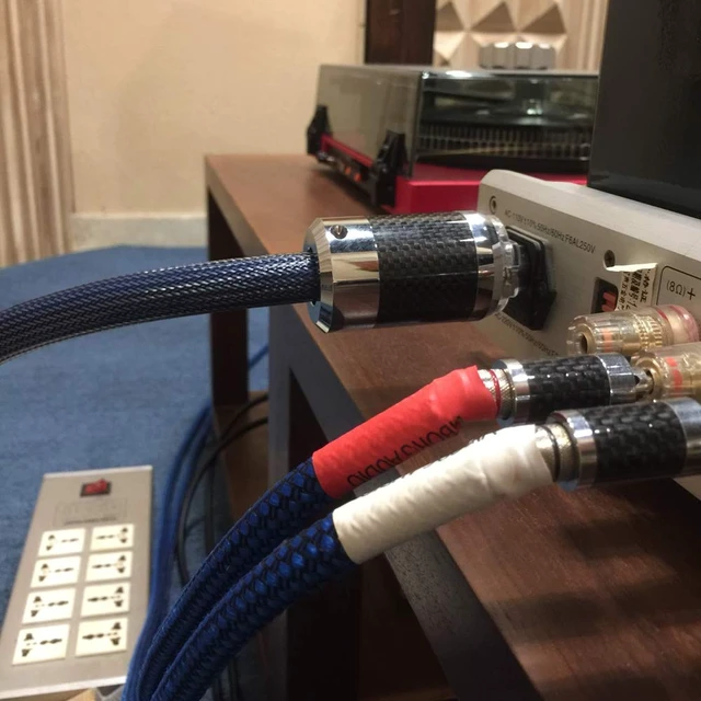 Alt view image 7 of 7 - HiFi Audiophile Amplifier Power Cord, 125V/15A 10AWG Hi End Audio AC Power Cable Carbon Fibre Black Rhodium Plated US Plug IEC320 C13 Connector(2M / 6.6FT)