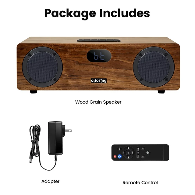 Alt view image 2 of 7 - 60W Wooden Sound Bar for Smart TV, Builtin Subwoofer, HDMI ARC Optical Coaxial Bluetooth TV Speaker, DSP Stereo Home Theater Soundbar Support AUX USB for Home Movie Party Karaoke