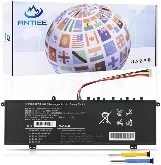 Main image of U3576127 U3576127PV U3576127PV-2S1P Laptop Battery for Gateway gwtn156-11bk GWTN156-11BK with RTDPART Series, 5080270P, 2ICP4/76/127, 7.6V 38Wh 5000mAh