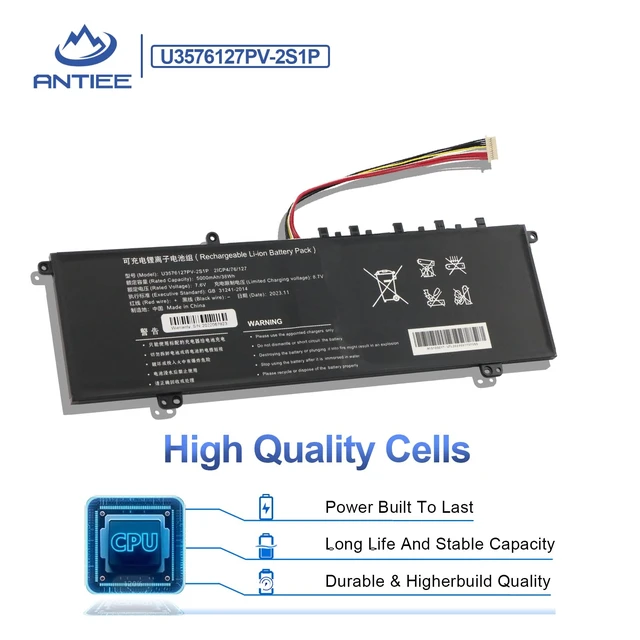 Alt view image 5 of 7 - U3576127 U3576127PV U3576127PV-2S1P Laptop Battery for Gateway gwtn156-11bk GWTN156-11BK with RTDPART Series, 5080270P, 2ICP4/76/127, 7.6V 38Wh 5000mAh