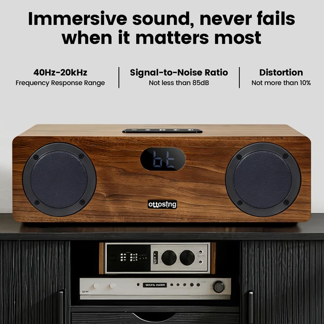 Alt view image 4 of 7 - 60W Wooden Sound Bar for Smart TV, Builtin Subwoofer, HDMI ARC Optical Coaxial Bluetooth TV Speaker, DSP Stereo Home Theater Soundbar Support AUX USB for Home Movie Party Karaoke