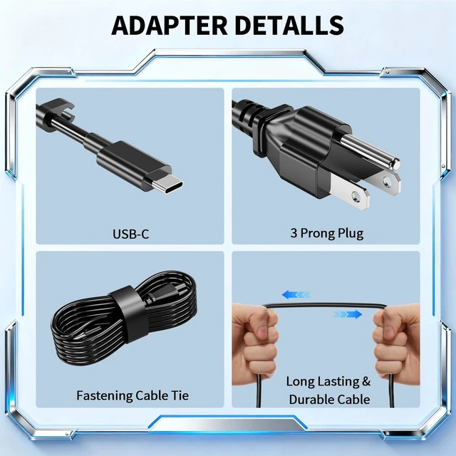 Alt view image 5 of 7 - Slim 165W USB Type C Laptop AC Adapter for Dell Precision 5680 5690 Latitude 7640 7340 5540 5440 DA165PM210 LA165PM210 HA165PM210 GXFW2 N86KM M9TG5 Supply Adapter Cord