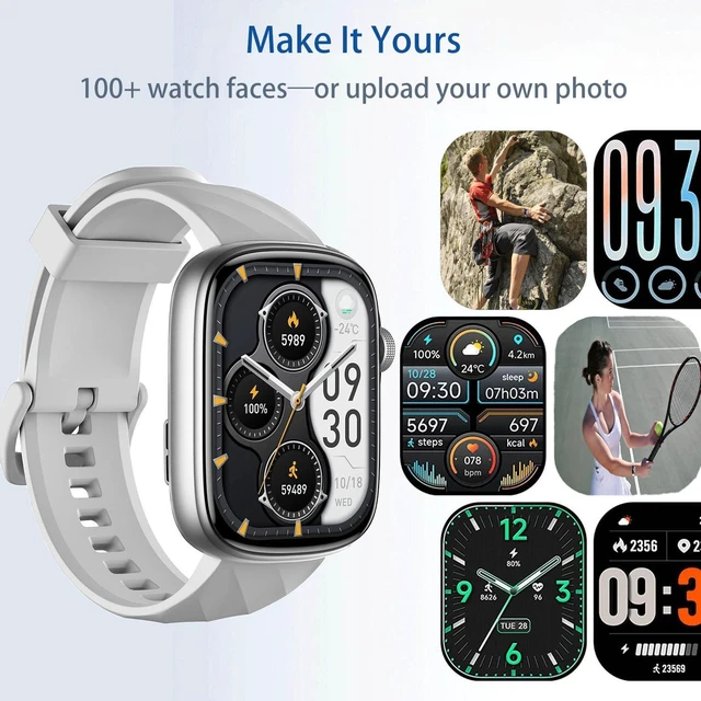 Alt view image 7 of 7 - Smart Watch 45-Day Battery, Ultra HD 1.95" AMOLED 3ATM Waterproof, Bluetooth Calling, 130+ Sports Modes, Heart Rate Blood Pressure Sleep Tracker for iPhone Android (Silver)