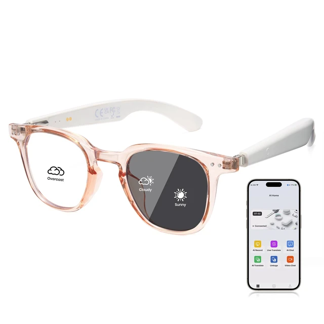 Alt view image 2 of 7 - AI Smart Photochromic Glasses, Meeting Transcription & Summaries 144 Language Translator 11h Playtime Voice Control HD Calls Business Travel AI8324