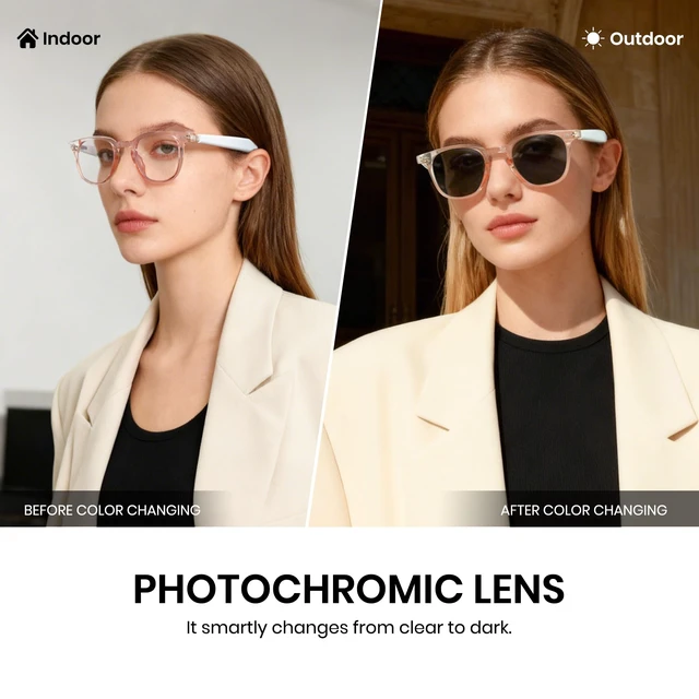 Alt view image 4 of 7 - AI Smart Photochromic Glasses, Meeting Transcription & Summaries 144 Language Translator 11h Playtime Voice Control HD Calls Business Travel AI8324