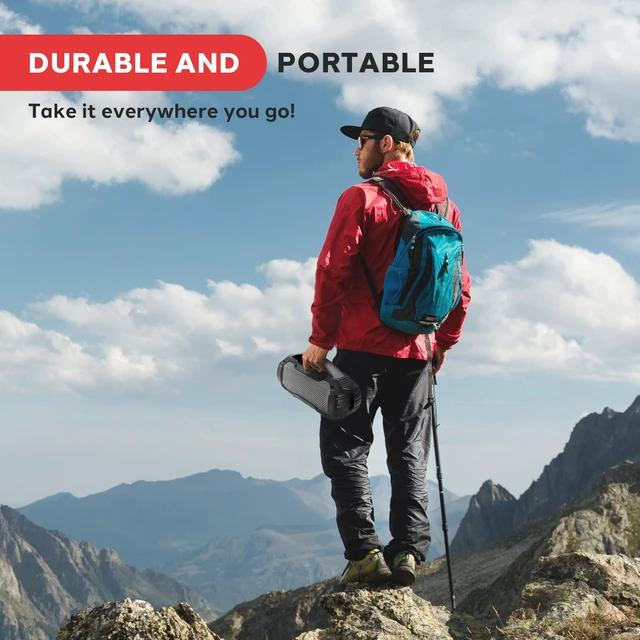 Alt view image 5 of 7 - Portable Bluetooth Speaker, IPX6 Waterproof Wireless Speaker with TWS Function, Rechargeable Battery, Built-in Microphone, 7-8 Hours Play Time, 20W Stereo Sound, Outdoor and Indoor Use