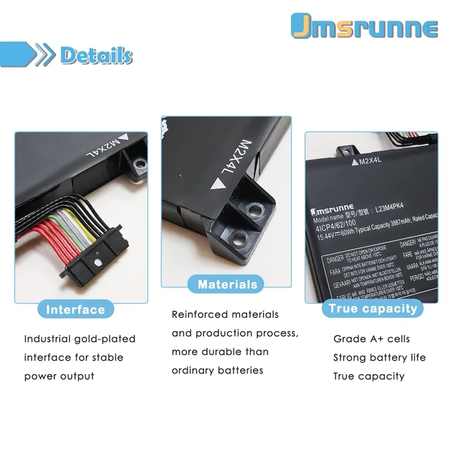 Alt view image 3 of 7 - L23M4PK4 L23B4PK4 Laptop Battery Replacement for Lenovo LOQ 15AHP9 15ARP9 15IAX9 15IAX9I 15IRX9 Legion 5 15AKP10 15AHP10 15IAX10 15IRX10 Series L23D4PK4 L23L4PK4 SB11M64615