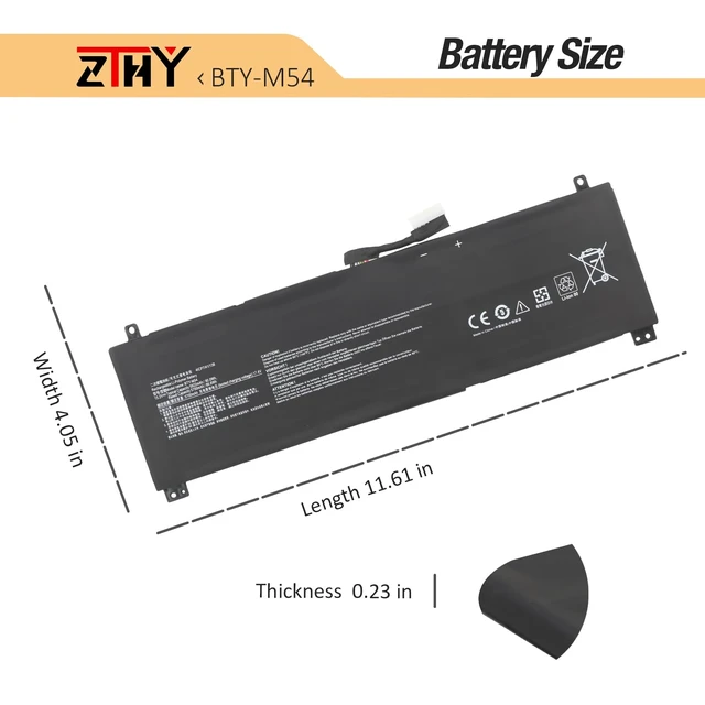 Alt view image 7 of 7 - BTY-M54 Laptop Battery Replacement for MSI Creator Z16 A11U A11UE A11UEK A11UET A12U Z16P B12U Creator Z17 A12U A12UHT A12UGST A12UHST Creator Z16 HX Studio B13VFT B13VETO Z17 HX Studio A13VFT 90Wh