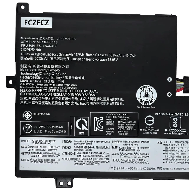 Alt view image 2 of 5 - L20M3PG2 Replacement for Lenovo 500e Chromebook Gen3 / 100e Chromebook Gen3 / 100e Chromebook Gen3 / Flex 3 Chrome-11M836 / IdeaPad 3 Chrome-14M836 Series L20D3PG2 L20L3PG2 11.25V 42Wh