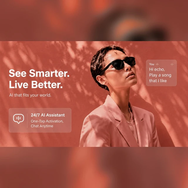 Alt view image 2 of 7 - AI Smart Glasses with Camera, 4K Video & Audio Recording, AI Voice Assistant, Real time Translation of 186+National Languages, Music Control via Bluetooth, Compatible with iOS Android App