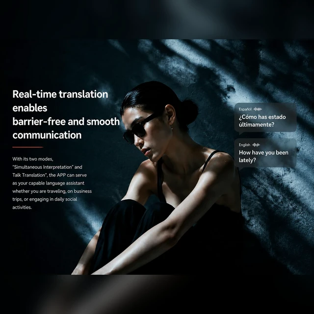 Alt view image 3 of 7 - AI Smart Glasses with Camera, 4K Video & Audio Recording, AI Voice Assistant, Real time Translation of 186+National Languages, Music Control via Bluetooth, Compatible with iOS Android App