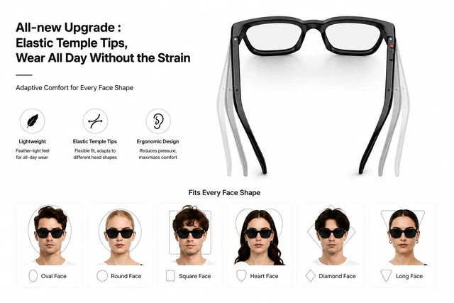 Alt view image 7 of 7 - AI Smart Glasses with Camera, 4K Video & Audio Recording, AI Voice Assistant, Real time Translation of 186+National Languages, Music Control via Bluetooth, Compatible with iOS Android App