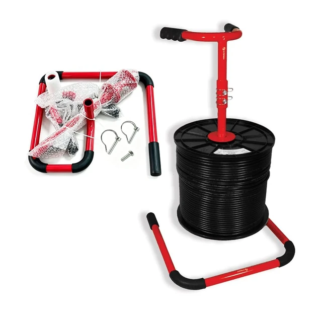 Alt view image 2 of 7 - Vertical Cable Caddy Dish Branded Wire Reel Dispenser, Heavy Duty Steel Spool Holder, Locking System, Supports up to 1000 ft Reels
