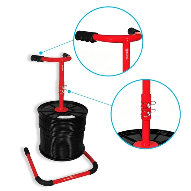 Alt view image 4 of 7 - Vertical Cable Caddy Dish Branded Wire Reel Dispenser, Heavy Duty Steel Spool Holder, Locking System, Supports up to 1000 ft Reels