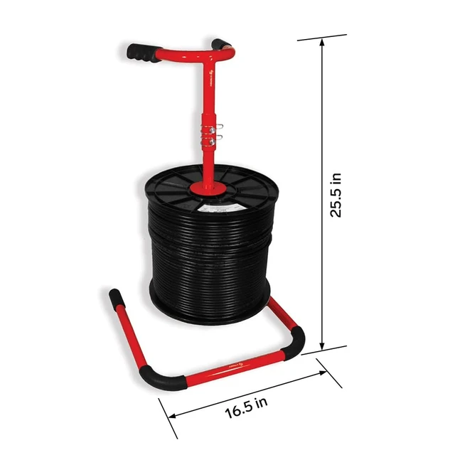 Alt view image 7 of 7 - Vertical Cable Caddy Dish Branded Wire Reel Dispenser, Heavy Duty Steel Spool Holder, Locking System, Supports up to 1000 ft Reels