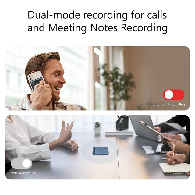 Alt view image 2 of 7 - AI Voice Recorder, Unlimited Transcribe & Summarize AI Note Taking Recording Device 64GB, App Control, 114 Languages for Calls, Meetings, Lectures, Interviews, Blue