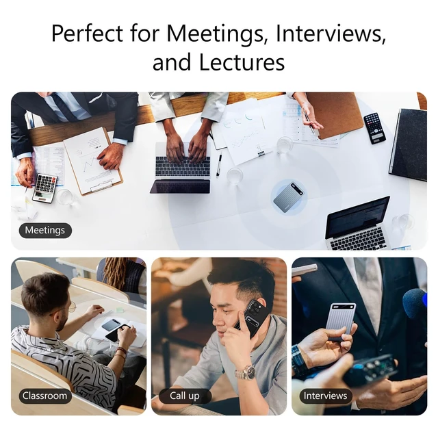 Alt view image 7 of 7 - AI Voice Recorder, Unlimited Transcribe & Summarize AI Note Taking Recording Device 64GB, App Control, 114 Languages for Calls, Meetings, Lectures, Interviews, Blue