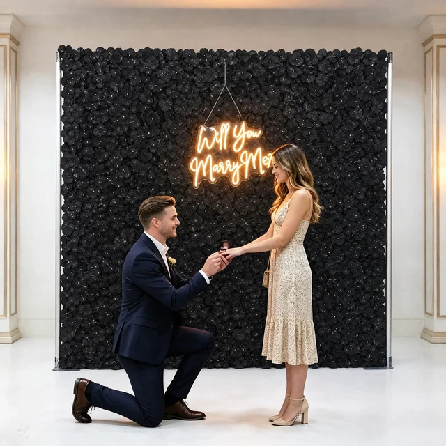 Alt view image 7 of 7 - 6PCS Black Flower Backdrop Halloween Artificial Flower Wall Panels 24"×16" 3D Silk Hydrangea Flowers Floral Wall Backdrop Wedding Flower Panels for Gothic Party Photography Bridal Shower Birthday Even