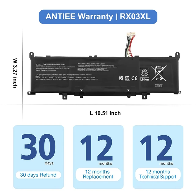 Alt view image 7 of 7 - RX03XL Laptop Battery Replacement for HP EliteBook 630 G11 640 G11 645 G11 660 G11 ProBook 440 G11 445 G11 460 G11 465 G11 Series N78704-005 TPN-DB1Z N70706-005 N69453-CF1 HSTNN-WB0H 54Wh 11.58V