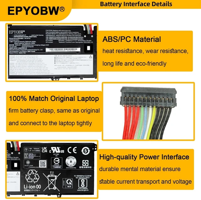 Alt view image 4 of 6 - L19C4PH2 Laptop Battery 60Wh L19M4PH2 Compatible with Lenovo Ideapad Yoga 9-14ITL5 82BG Series 5B10Z33895 SB10Z33898 5B10Z33896