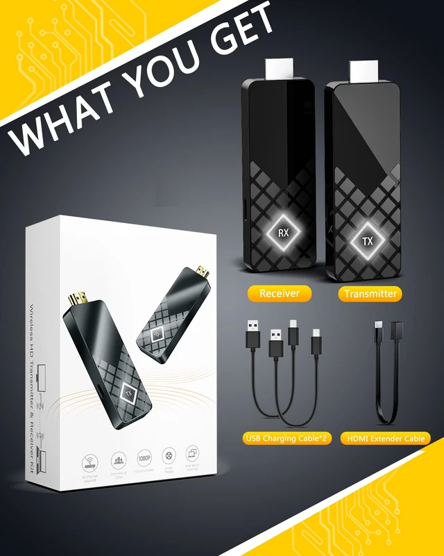 Alt view image 7 of 7 - HDMI Wireless Transmitter and Receiver, 4K Input & 1080P@60Hz, Wireless Display Adapter with 165FT Range, 5GHz Low Latency HDMI Extender, Cast from Laptop PC TV Box to TV Projector Monitor