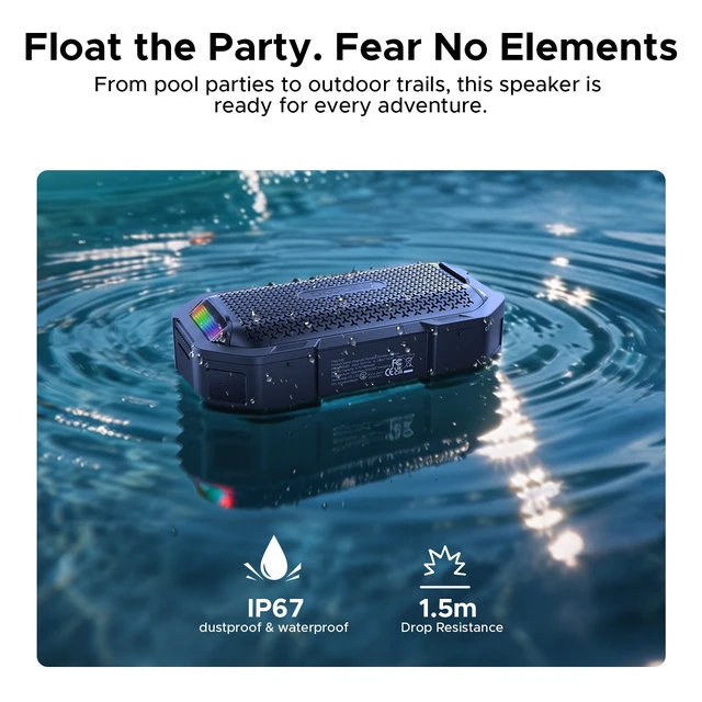 Alt view image 4 of 7 - MagGrip Magnetic Portable Speaker with RGB Light, IP67 Waterproof 10H Playtime, 10W Loud Stereo TWS Pairing, Bluetooth 5.3 Wireless Speakers for Shower Outdoor Camping Hiking Golf Cart -Blue