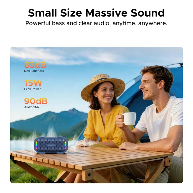 Alt view image 6 of 7 - MagGrip Magnetic Portable Speaker with RGB Light, IP67 Waterproof 10H Playtime, 10W Loud Stereo TWS Pairing, Bluetooth 5.3 Wireless Speakers for Shower Outdoor Camping Hiking Golf Cart -Blue