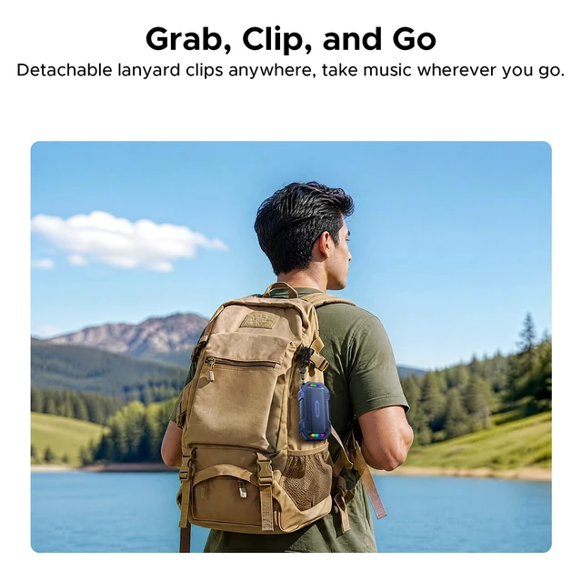 Alt view image 7 of 7 - MagGrip Magnetic Portable Speaker with RGB Light, IP67 Waterproof 10H Playtime, 10W Loud Stereo TWS Pairing, Bluetooth 5.3 Wireless Speakers for Shower Outdoor Camping Hiking Golf Cart -Blue