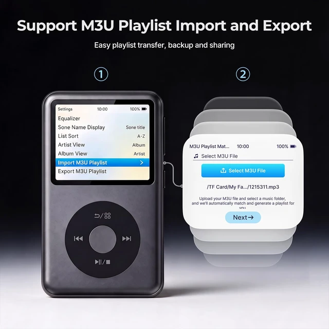 Alt view image 3 of 7 - 64GB Mp3 Player with Bluetooth, Lossless DSD DAC FLAC Support, Y2 Classic Dedicated Music Player with Playlists and FM Radio, Nostalgia Design, Supports up to 2TB Black