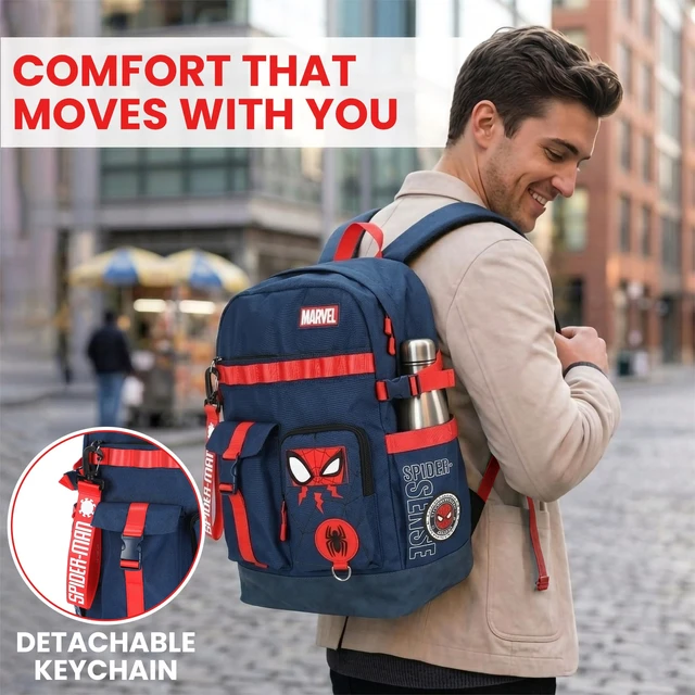 Alt view image 4 of 7 - Spider-Man Classic Chibi Spider-Man 18.5" Adult Navy Backpack