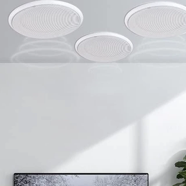 Alt view image 6 of 7 - 2pcs Round Ceiling Speaker Grill Covers, Magnetic Commercial Ceiling Speaker Decorative Ring DIY Accessory OD 280mm White, with Mounting Bases