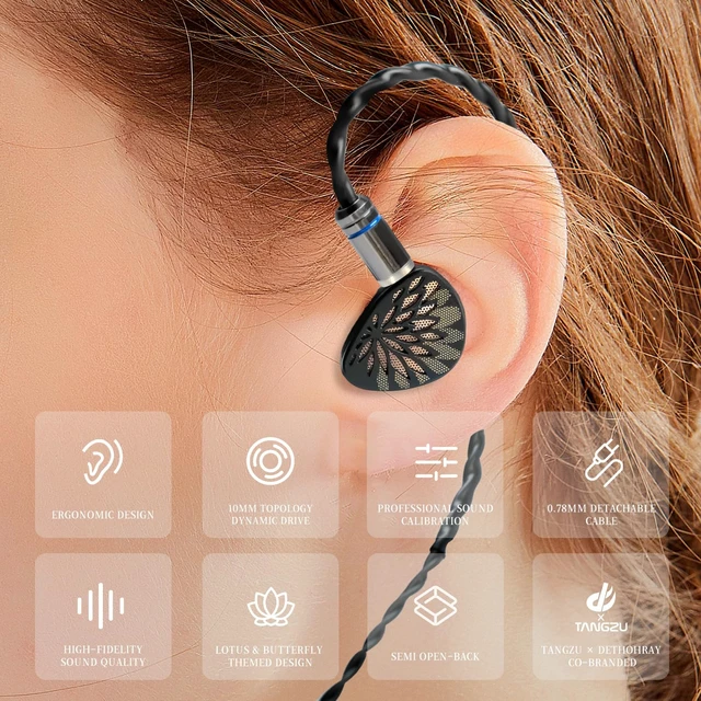 Alt view image 4 of 7 - TANGZU YuXuanJi inEar Monitor IEM, Wired Earphones with 10mm TPLX Topology Dynamic Driver, Zinc Alloy Housing, 0.78mm 2Pin Detachable Cable, Black TypeC Plug with Microphone