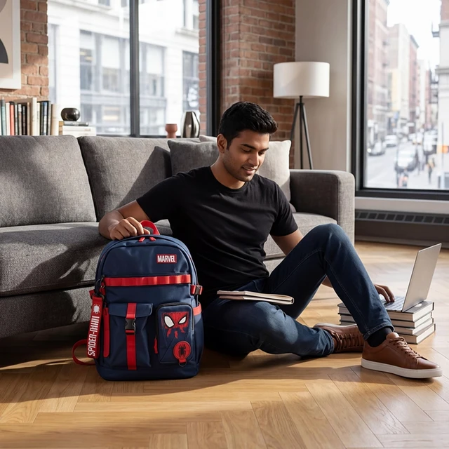 Alt view image 6 of 7 - Spider-Man Classic Chibi Spider-Man 18.5" Adult Navy Backpack