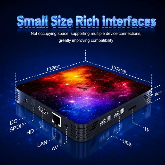 Alt view image 3 of 7 - 2026 Android TV Box, 4GB RAM 128GB ROM, 8K HDR,Quad-Core Processor WiFi 6 Dual Band, Bluetooth 5.0, USB 2.0/3.0,HDMI,LAN Ports H.265 Decoding Smart Box for TV