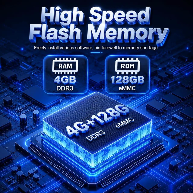 Alt view image 5 of 7 - 2026 Android TV Box, 4GB RAM 128GB ROM, 8K HDR,Quad-Core Processor WiFi 6 Dual Band, Bluetooth 5.0, USB 2.0/3.0,HDMI,LAN Ports H.265 Decoding Smart Box for TV