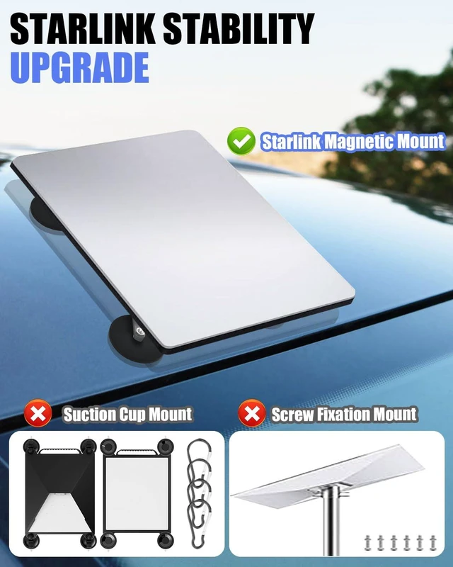Alt view image 5 of 7 - Starlink Mount, No-Drill Quick Release Magnetic Mini Mount Kit With 280LBS Holding Force for RV Truck Car Boat Yacht, Aluminum Alloy
