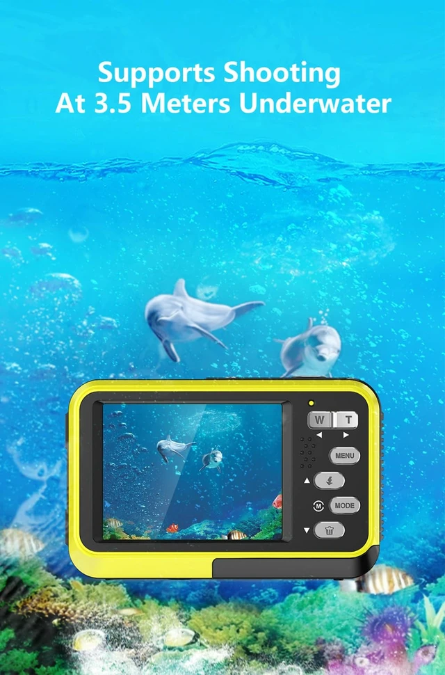 Alt view image 5 of 7 - Mercanova 5K Underwater Camera, Waterproof, 48MP, Dual Screen, Green IP68 11.5FT waterproof rating with 16X digital zoom and autofocus; ideal rugged outdoor and snorkeling camera
