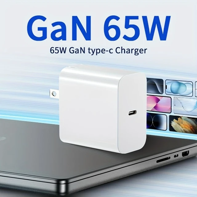 Alt view image 7 of 7 - 65W USB-C Charger Block Dual Port Fast Wall Adapter Foldable Plug White