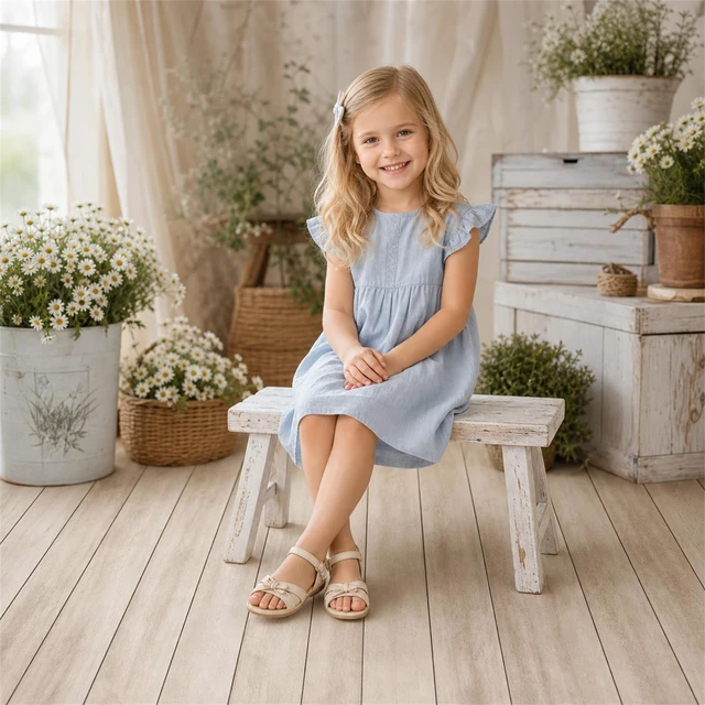 Alt view image 2 of 6 - Natural Beige Wood Photography Floor Mat Rubber Photo Studio Backdrop Warm Rustic Wooden Planks Non-Slip Floor Drop For Newborn, Kids, Wedding, Portrait, Food, Crafts Product Photography 5x4ft