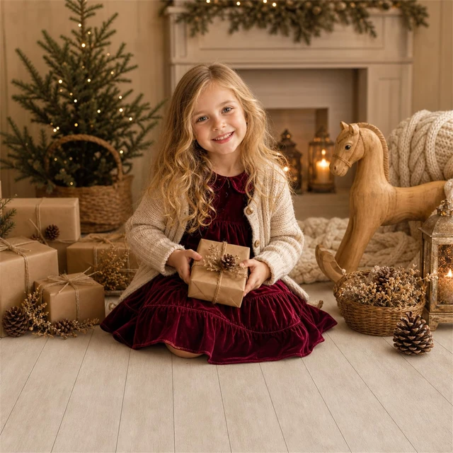 Alt view image 3 of 6 - Natural Beige Wood Photography Floor Mat Rubber Photo Studio Backdrop Warm Rustic Wooden Planks Non-Slip Floor Drop For Newborn, Kids, Wedding, Portrait, Food, Crafts Product Photography 5x4ft