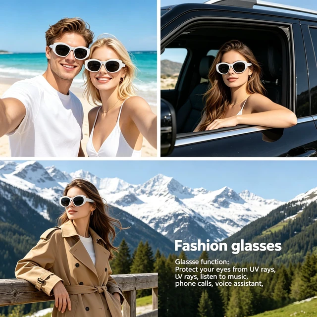Alt view image 4 of 7 - Smart Bluetooth Glasses Tortoiseshell Smart Glasses with Bluetooth Audio Built in Speaker Mic, Blue Light Clear Lens