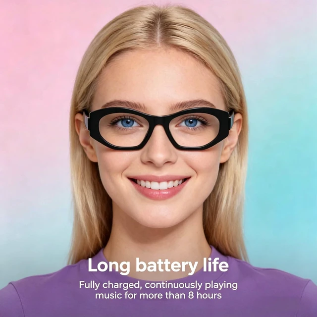 Alt view image 2 of 7 - Smart Bluetooth Glasses Tortoiseshell Smart Glasses with Bluetooth Audio Built in Speaker Mic, Blue Light Clear Lens