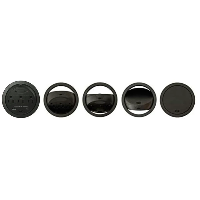 Alt view image 5 of 6 - Recessed Power Grommet Desk Outlet, 3 AC Outlets,1 USB-A, 1 USB-C, 8 Ft Power Cord, Flush Mount Fast Charging Station, for Office, Hotels Black