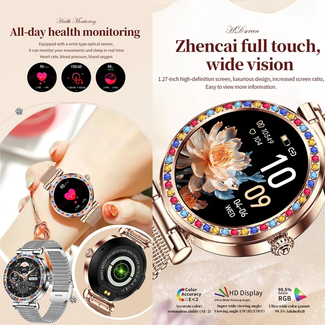 Alt view image 3 of 7 - Smart Watch for Women(Answer/Make Calls), 5ATM Waterproof Fitness Watch Fitness Watch with Heart Rate/SpO2/Blood Pressure, Bluetooth Smartwatch for Android iPhone, with 2 Watch Bands (Silver)