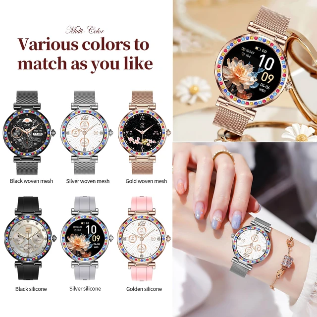 Alt view image 6 of 7 - Smart Watch for Women(Answer/Make Calls), 5ATM Waterproof Fitness Watch Fitness Watch with Heart Rate/SpO2/Blood Pressure, Bluetooth Smartwatch for Android iPhone, with 2 Watch Bands (Silver)