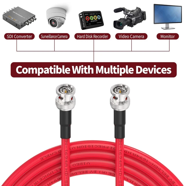 Alt view image 3 of 7 - SDI Cable 50ft HD-SDI 3G-SDI 6G-SDI Belden 1694A BNC to BNC Digital Video Cable, High-Speed Signal Transmission, Low Loss for Broadcast, Studio, Surveillance & HD Video Systems