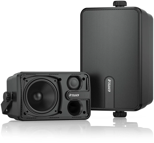Main image of 3" Outdoor Passive Speakers, 25W Each Weatherproof Wall Mount Speaker, Wired PA System with Full-Range Sound, Includes Brackets for Pool, Patio, Garage & Indoor Use (Pair, Black)
