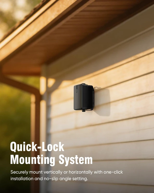 Alt view image 5 of 7 - 3" Outdoor Passive Speakers, 25W Each Weatherproof Wall Mount Speaker, Wired PA System with Full-Range Sound, Includes Brackets for Pool, Patio, Garage & Indoor Use (Pair, Black)