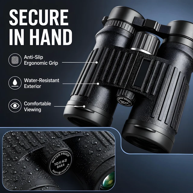 Alt view image 6 of 7 - 10x42 Anti-Slip Binocular, BAK4 Prism, Wide-Angle Eyepiece, Anti-Slip Ergonomic Design, Lens Binoculars for Bird Watching, Hunting, Travel, Sports, Cruise, Watch the Game with Carrying Bag(No. 1)