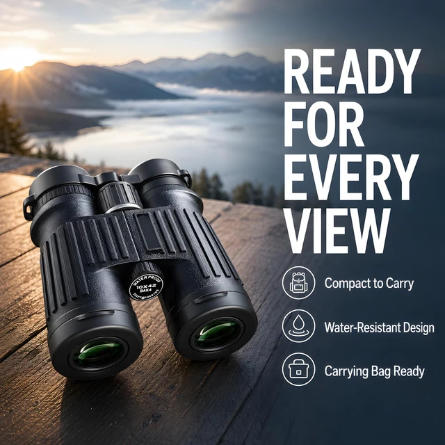 Alt view image 5 of 7 - 10x42 Anti-Slip Binocular, BAK4 Prism, Wide-Angle Eyepiece, Anti-Slip Ergonomic Design, Lens Binoculars for Bird Watching, Hunting, Travel, Sports, Cruise, Watch the Game with Carrying Bag(No. 1)